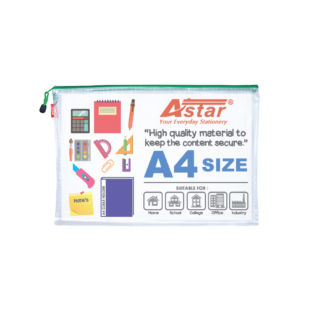 ZB6813-M - ASTAR A4 SOFT MESH VINYL ZIPPER BAG