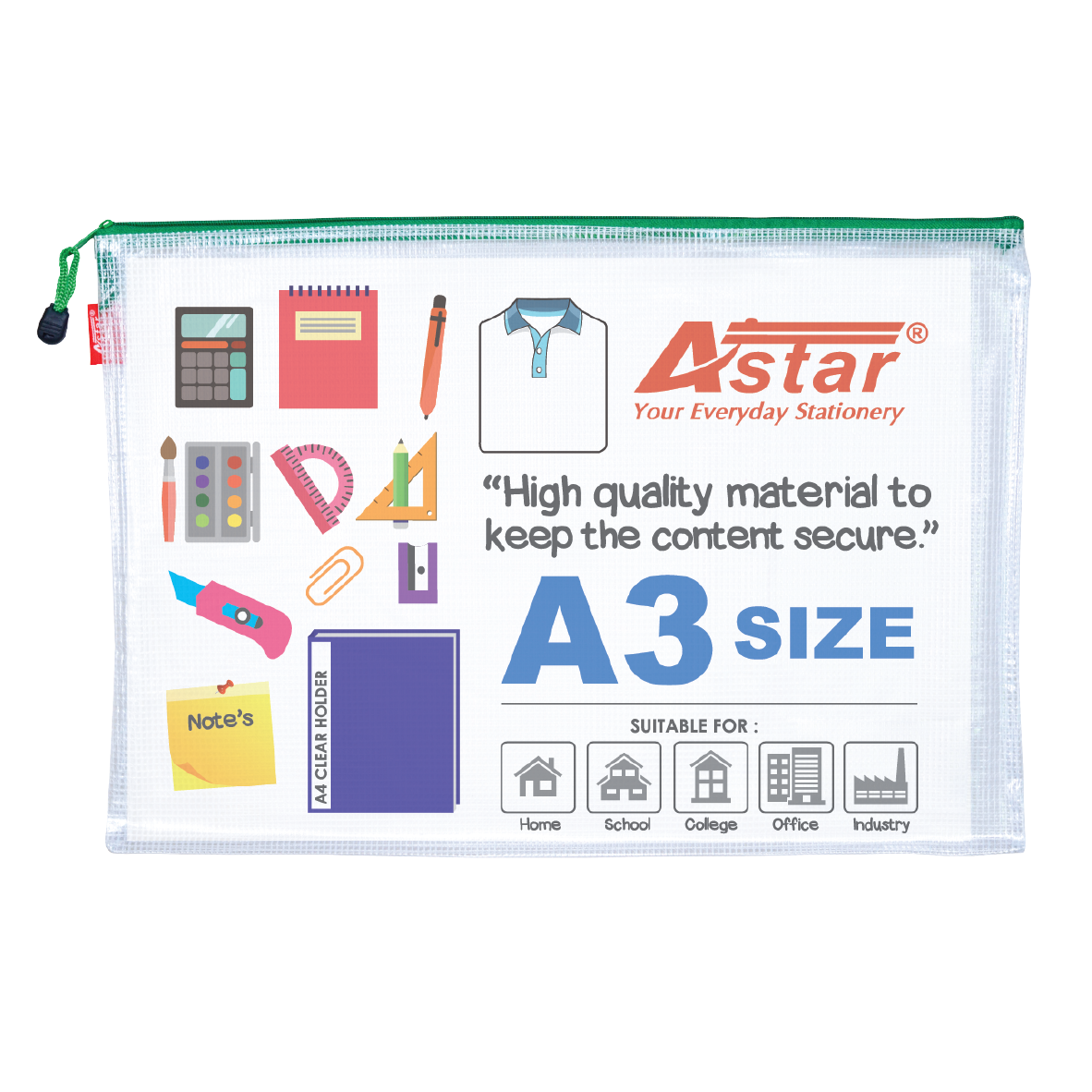 ZB6815-M - ASTAR A3 SOFT MESH VINYL ZIPPER BAG