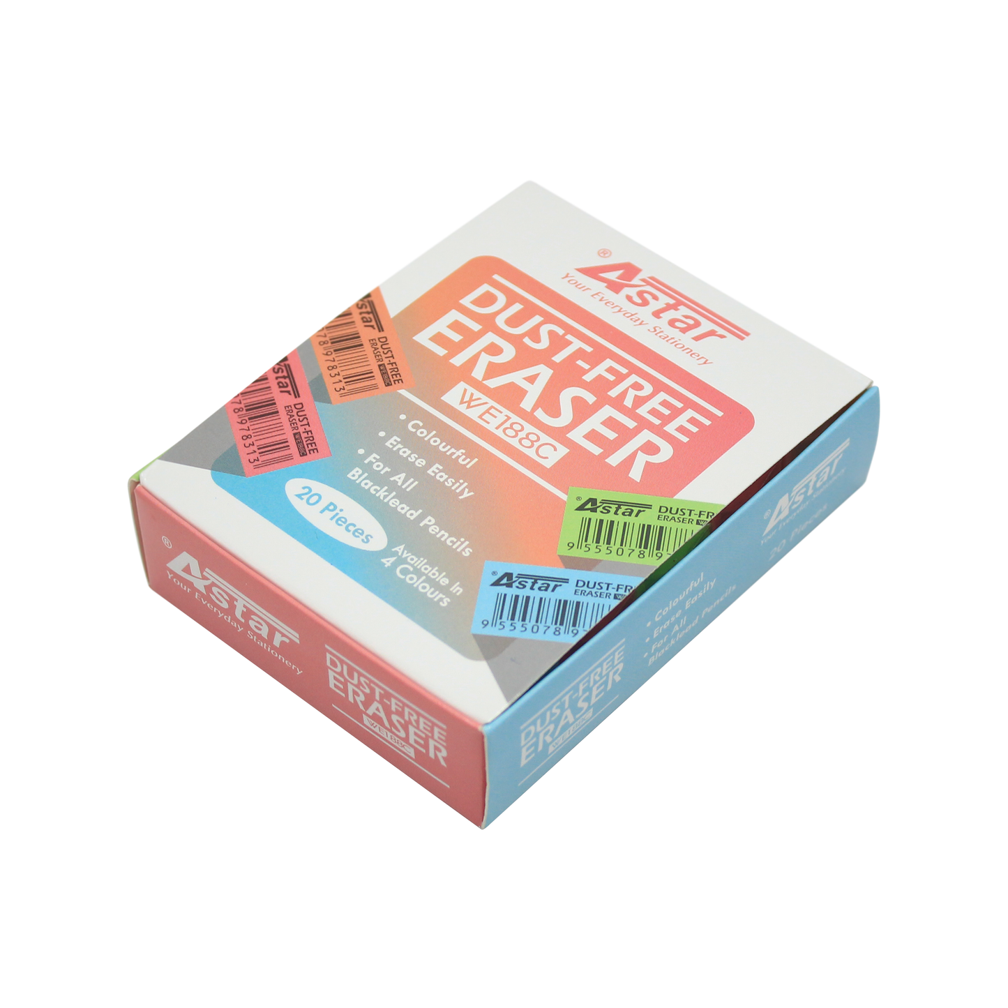 WE188C - ASTAR DUST-FREE ERASER, PK,BL,GR,OR
