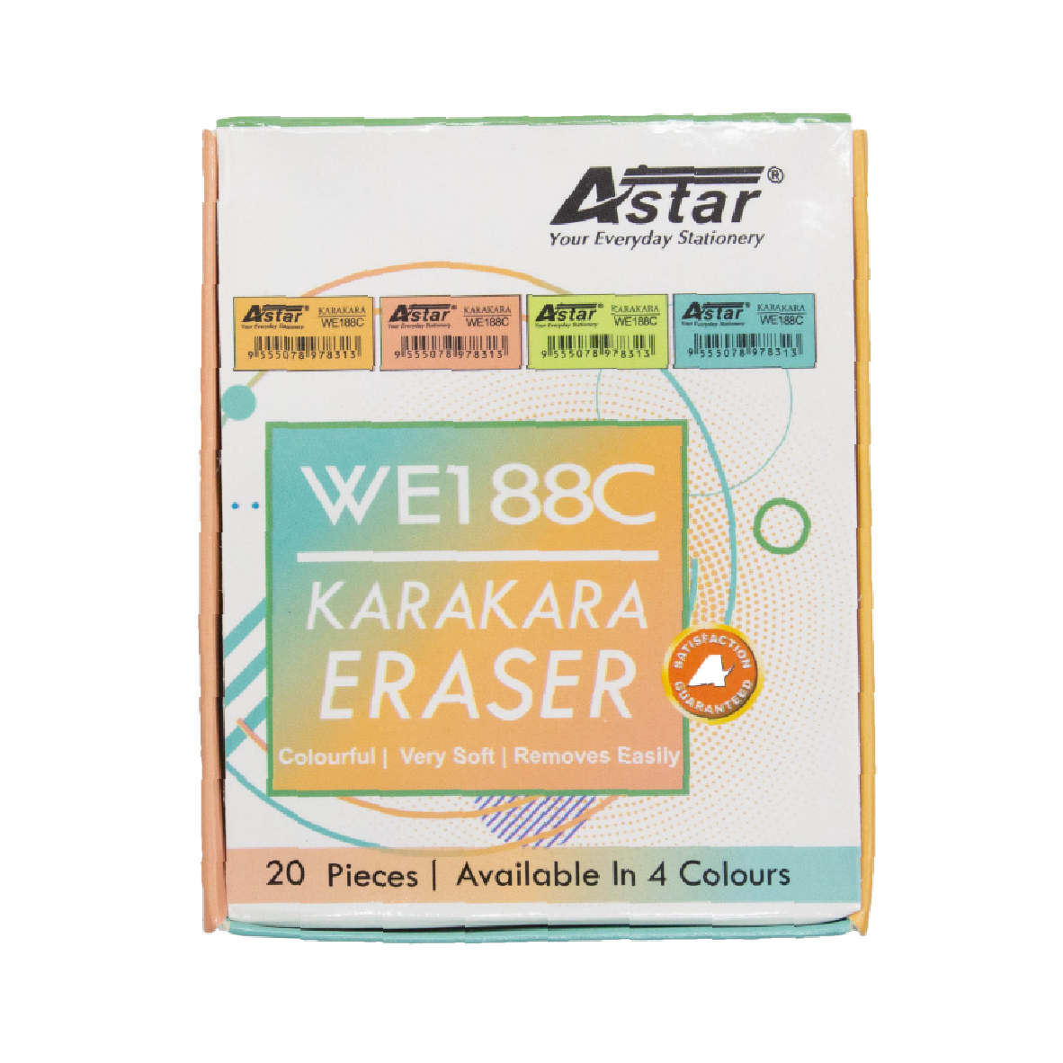 WE188C - ASTAR ERASER, PK,BL,GR,OR