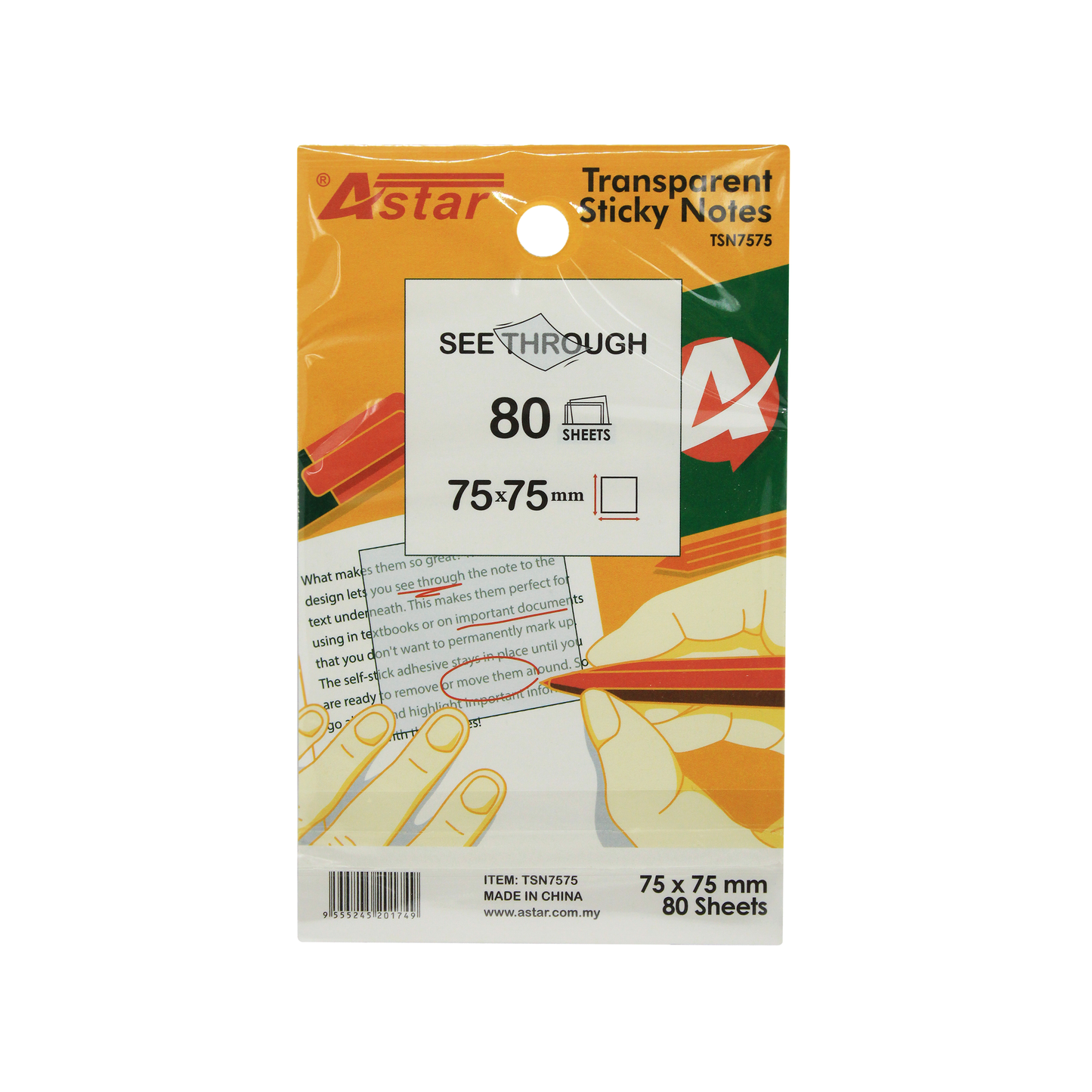 TSN7575 - ASTAR TRANSPARENT STICKY NOTE