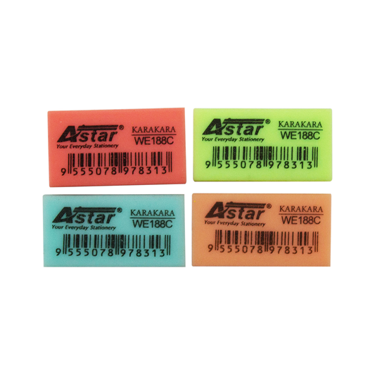 WE188C - ASTAR ERASER, PK,BL,GR,OR