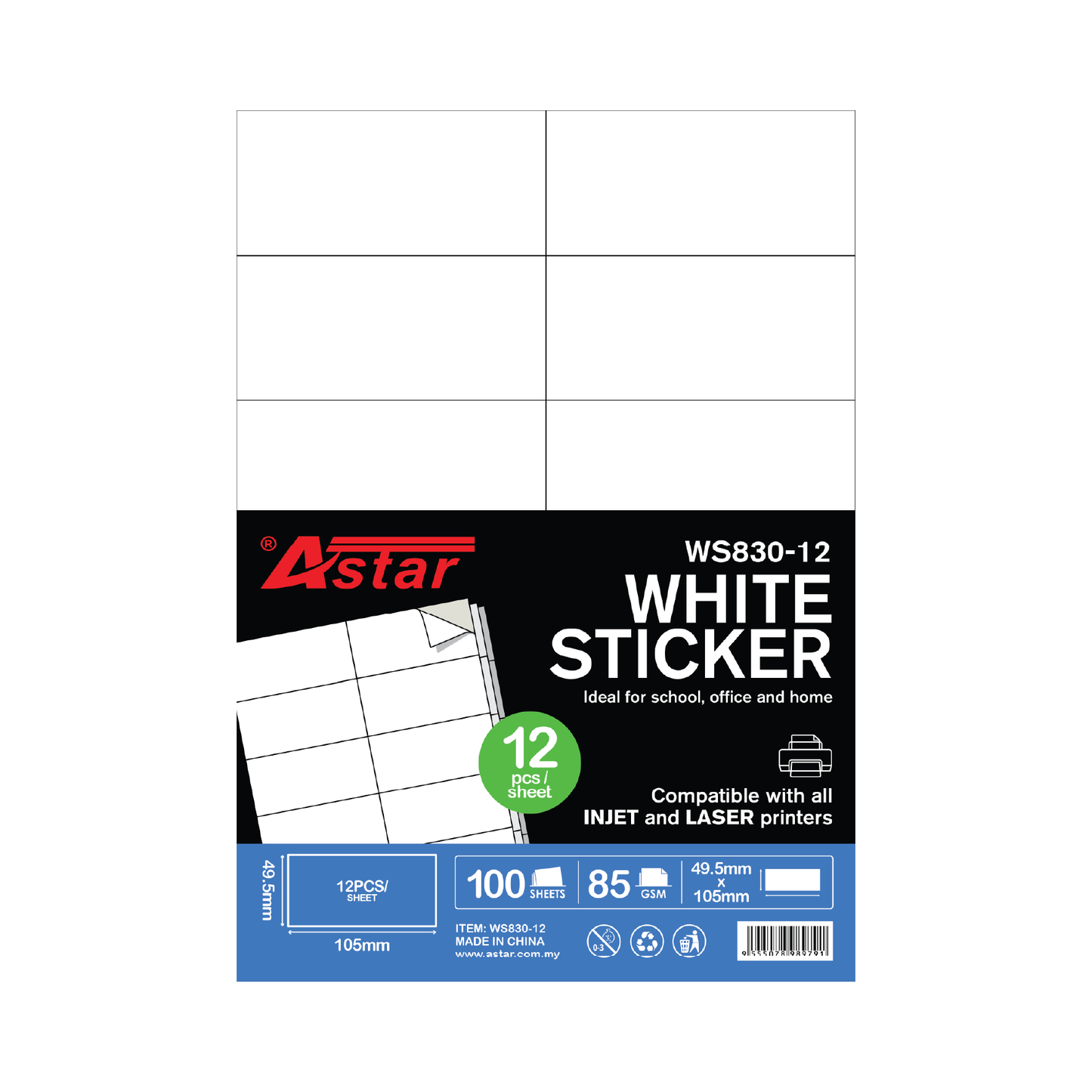 WS830-12 - ASTAR A4 STICKER