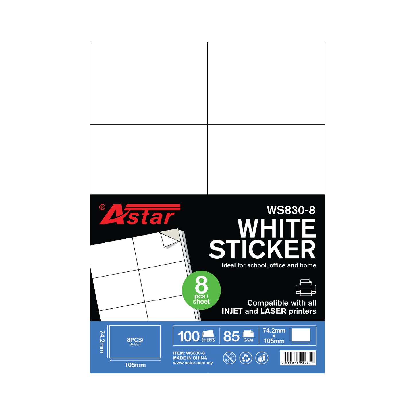 WS830-8 - ASTAR A4 STICKER